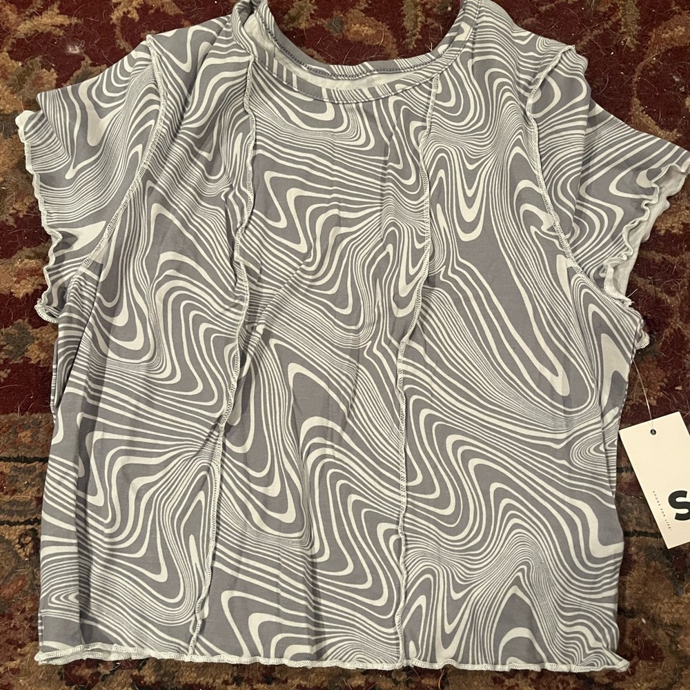 SO Wavy Print Short Sleeve Top Size XXL